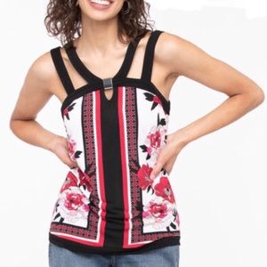 2/$15 Ricki’s Keyhole Halter Top Pink Black White Size XS NWT